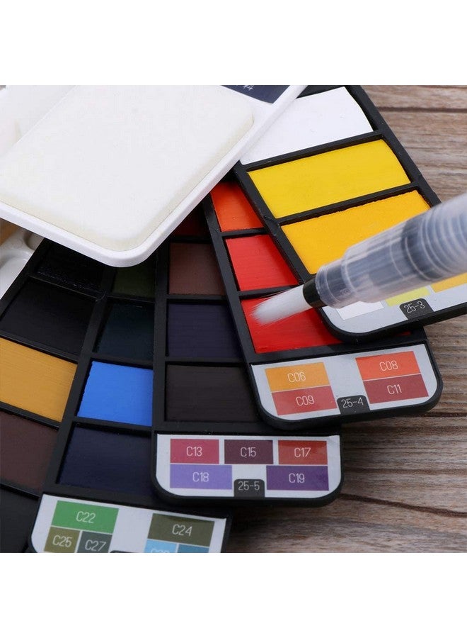 سيجا مجموعة ألوان مائية قابلة للطي من SYGA مكونة من 42 لونًا مع فرشاة وقلم ولوح إسفنجي محمول للسفر ومجموعة ألوان مائية صلبة