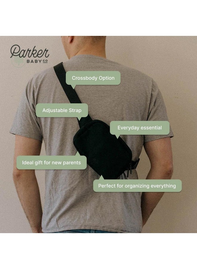 Parker Baby Co. Parker Baby Diaper Belt Bag - Portable Fanny Pack Diaper Bag, Crossbody Bag for Moms - "Birch Belt Bag" - Black  - Image 3