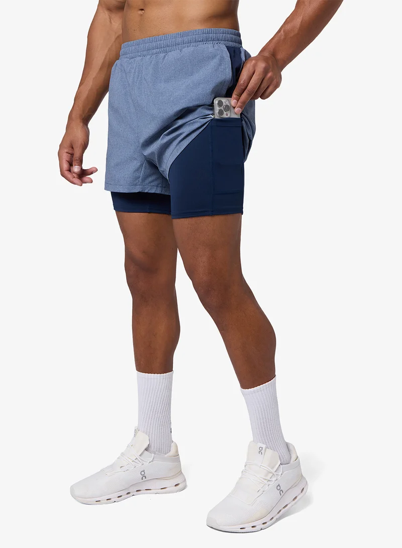 Squatwolf Navy Marl / Navy 5" 2In1 Mesh Shorts for Men | Best Price UAE