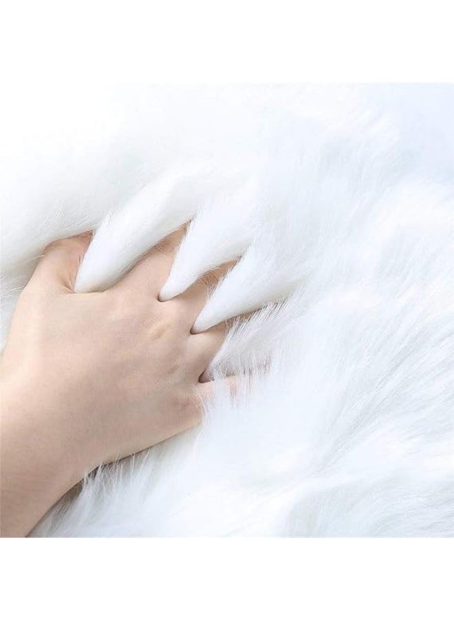 Soft Faux Fur Rug with Anti-Slip Fabric Base – Decorative Carpet for Bedroom and Living Room - Image 2