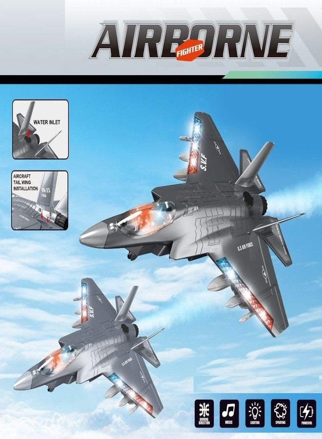 Jack Royal F-35 Warplane Remote Control Fighter Jet Military Aircraft Plane with Light Muisc & Smoke High Speed Remote Aeroplane Toy (Grey) - Image 2