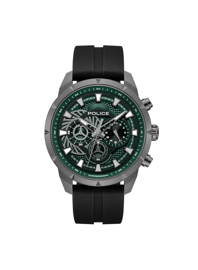 POLICE Neist Green Dial Silicone Strap Chronograph Watch for Men, 45mm