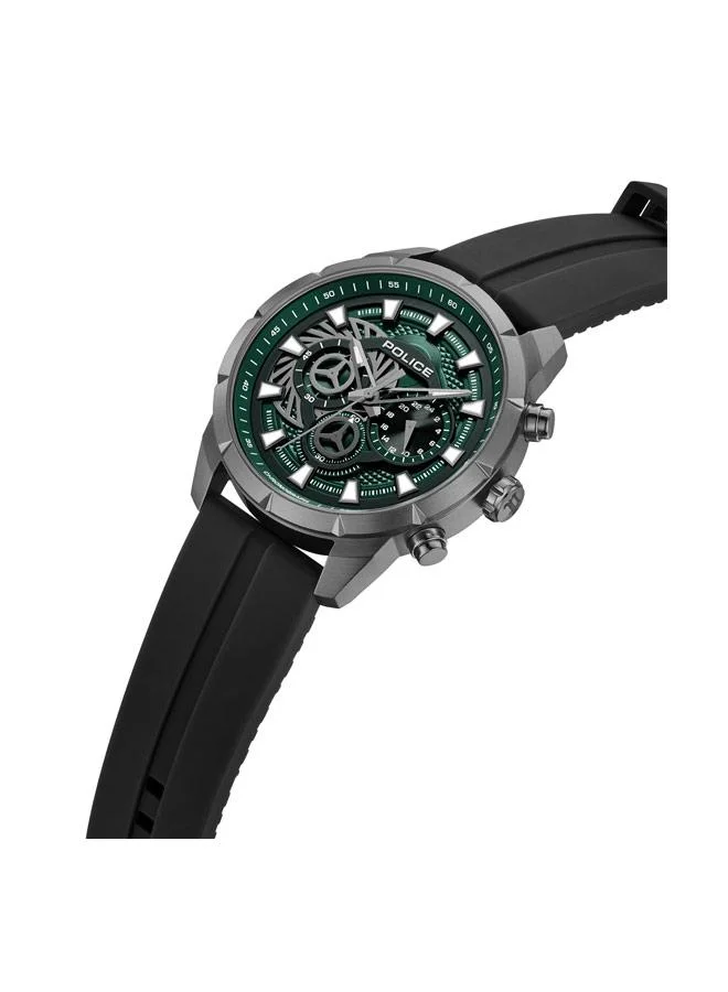 POLICE Neist Green Dial Silicone Strap Chronograph Watch for Men, 45mm