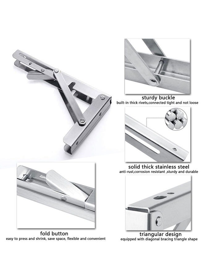 Folding Shelf Brackets 18 Inch, Max Load 300 lb, Heavy Duty Stainless Steel Collapsible Wall Mounted Shelf Brackets for DIY Table Work Bench, Space Saving DIY Bracket, 2 pcs  ﻿ - Image 3