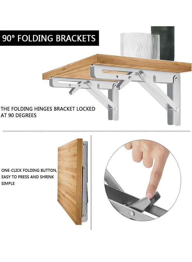 Folding Shelf Brackets 18 Inch, Max Load 300 lb, Heavy Duty Stainless Steel Collapsible Wall Mounted Shelf Brackets for DIY Table Work Bench, Space Saving DIY Bracket, 2 pcs  ﻿ - Image 4