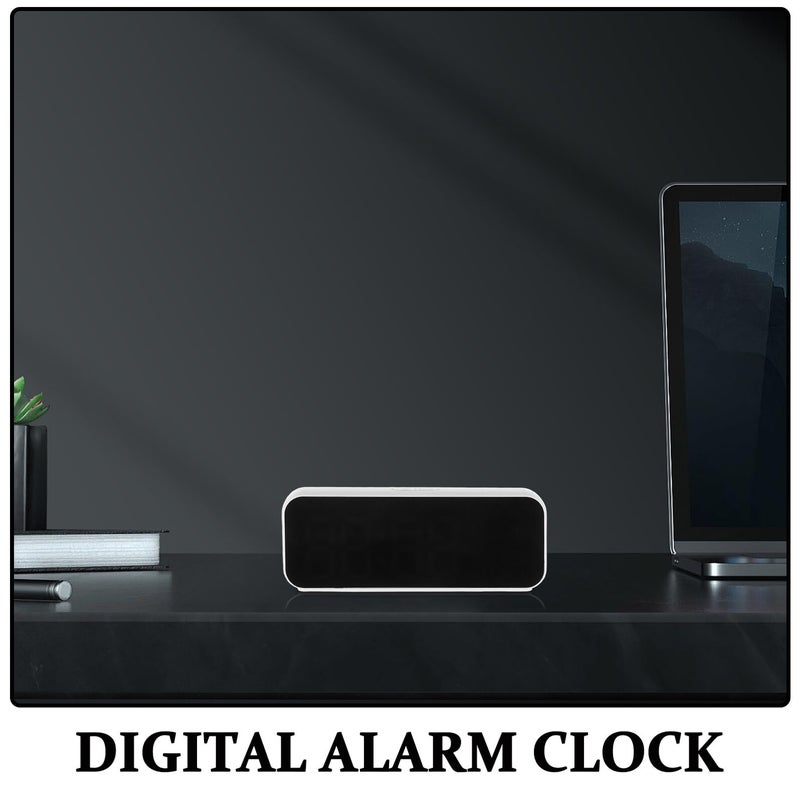 Battery Operated Digital Alarm Clock Green LED Display White Case Compact Design - Image 4