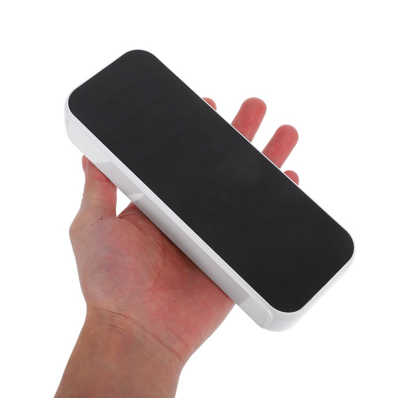 Battery Operated Digital Alarm Clock Green LED Display White Case Compact Design - Image 5