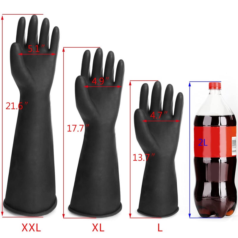 ENPOINT Safety Work Gloves for Men, 3 Pairs Chemical Resistant Elbow Length Gloves, Heavy Duty Rubber Industrial Glove for Cleaning Aquarium, Pool, Chemistry Laboratory, 18" Long, Extra Large - Image 2