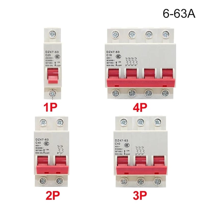 DZ47 63 2P 20A قاطع دائرة مصغر للسكك الحديدية دين MCB 400V AC مفتاح هواء منزلي - Image 3