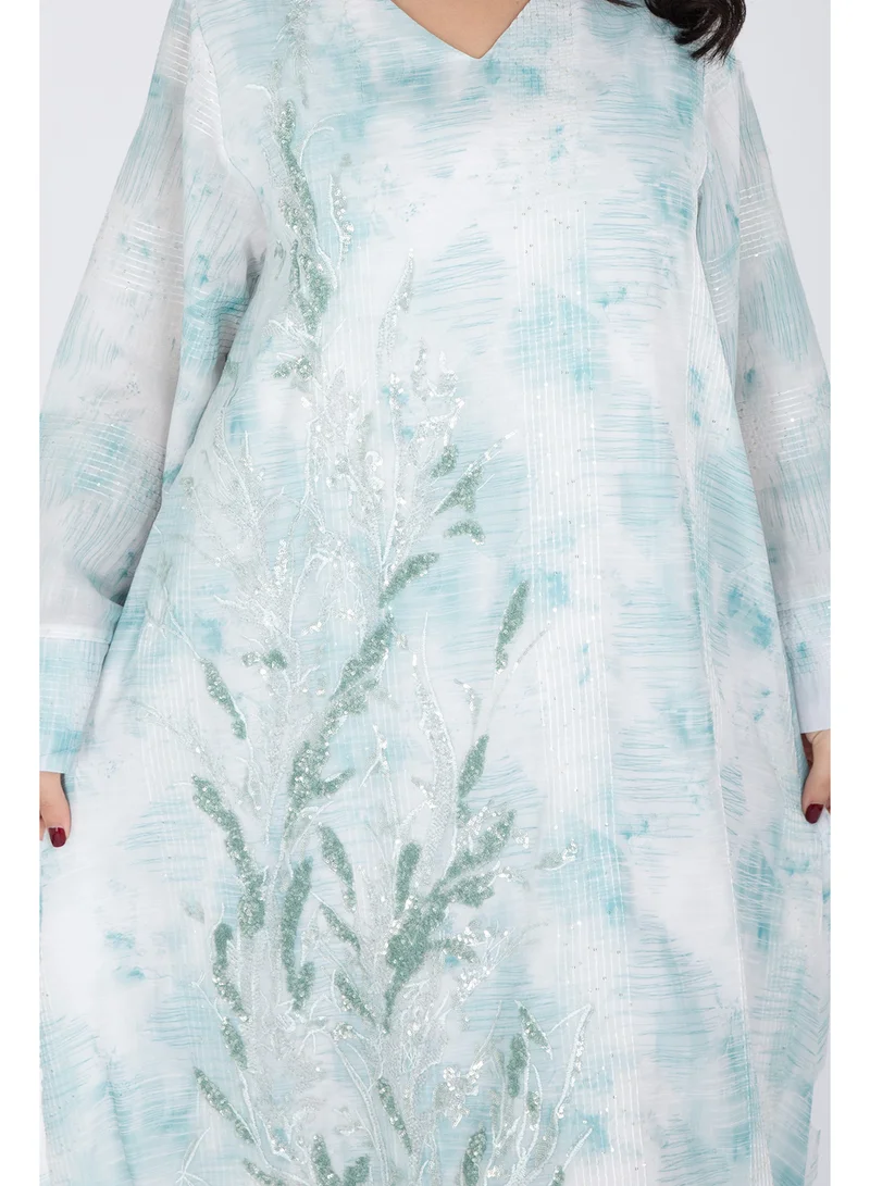 IKKXA Delicate Design Crystal Embroidery Jalabiya