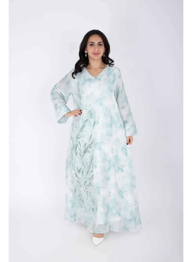 IKKXA Delicate Design Crystal Embroidery Jalabiya