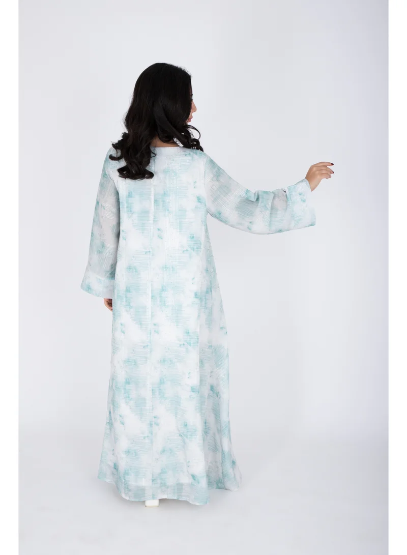 IKKXA  Delicate Design Crystal Embroidery Jalabiya  | Best Price UAE
