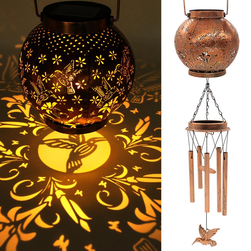 YJFWAL Hummingbird Wind Chimes for Outside Gifts for Mothers Day Woman Mom Grandma30 Metal Hanging Solar Lantern Wind Chimes Outdoor Garden Decor Memorial Windchimes for Patio Porch Yard - Image 2