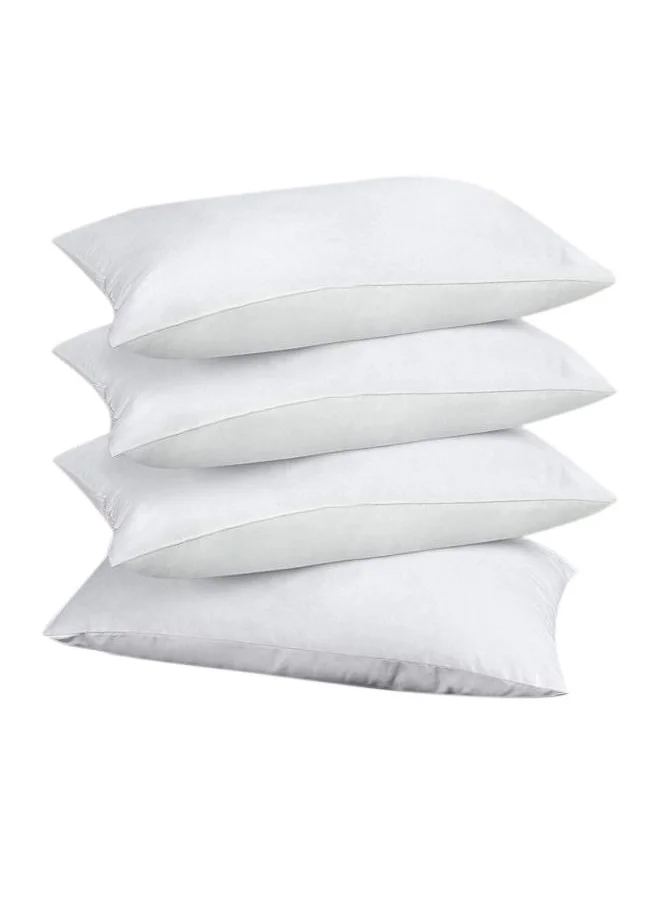Donetella Cotton Pillow 4-Pieces(1600Gm Each) Bed Pillow 50X75 cm Hotel Style Double Edge Stitched Premium Gel Fiber, Soft Loft,White