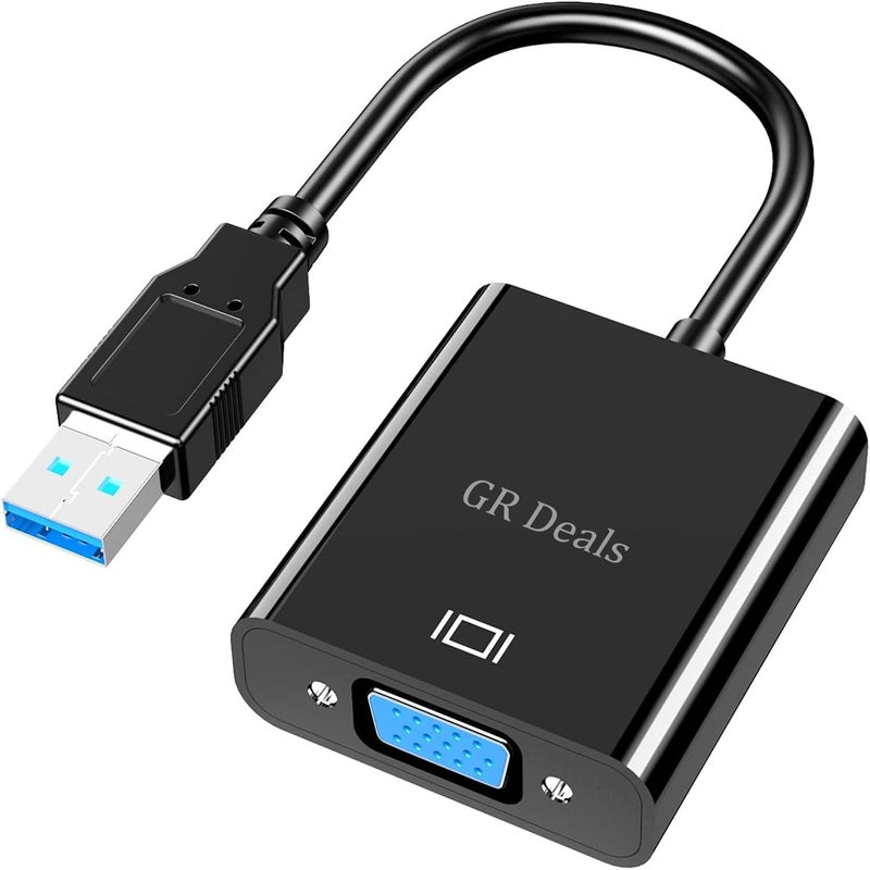 GR Deals US-B to VGA Adapters,US-B 3.0/2.0 to VGA Adapter Multi-Display Video Converter- PC Laptop Windows XP 7/8/8.1/10,Desktop, Laptop, PC, Monitor, Projector, HDTV. (US-B to VGA Adapter) - Image 1