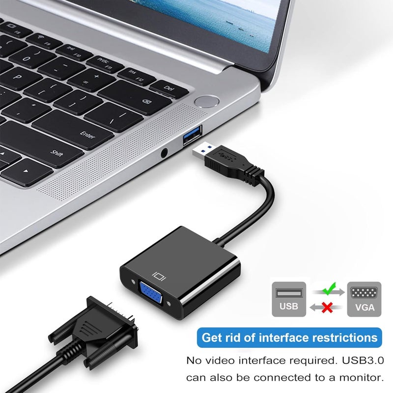 GR Deals US-B to VGA Adapters,US-B 3.0/2.0 to VGA Adapter Multi-Display Video Converter- PC Laptop Windows XP 7/8/8.1/10,Desktop, Laptop, PC, Monitor, Projector, HDTV. (US-B to VGA Adapter) - Image 2