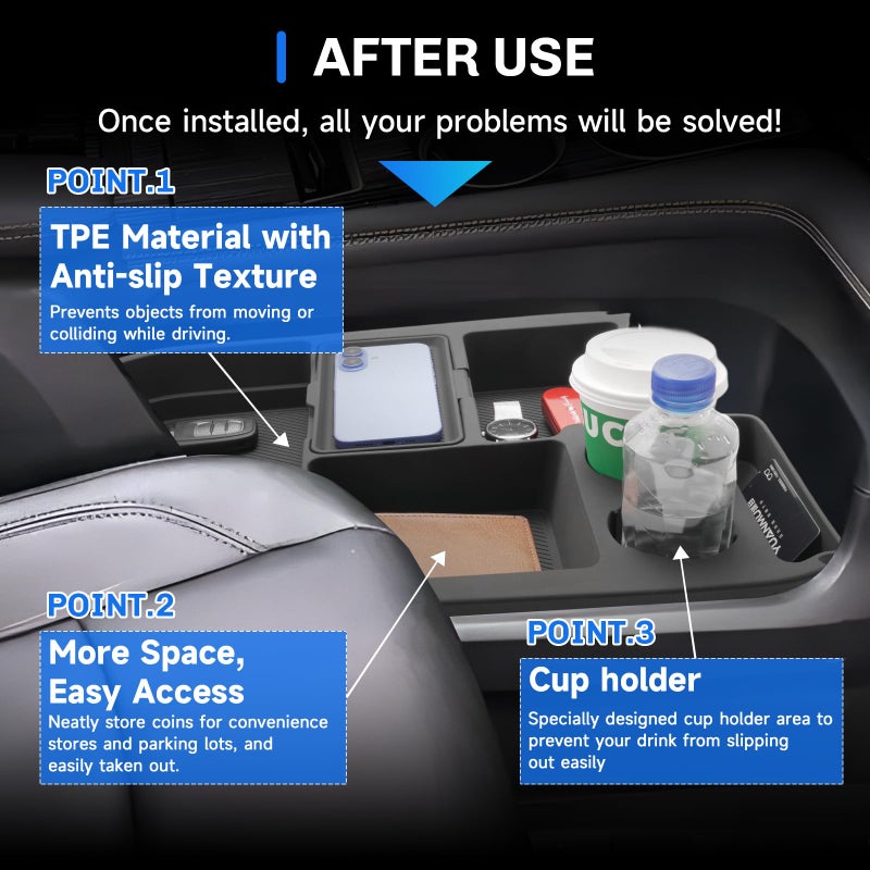 SXCY for 2025 2026 Toyota Sienna Center Console Organizer for 2025 2026 Toyota Sienna Accessories Silicone Under Console Cupholder Tray for 2021-2026 Sienna Under Console Storage[Not for Cool Box] - Image 3