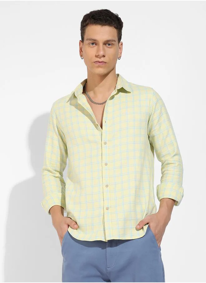 كامبوس سوترا Tartan Plaid Button Down Shirt by Styli