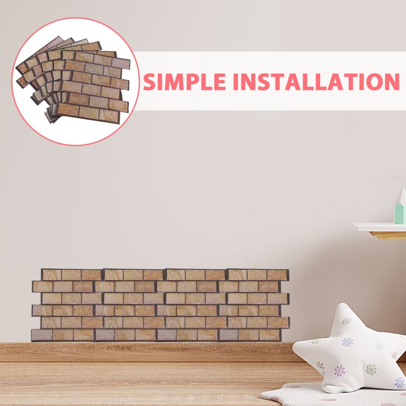 6pcs Peel And Stick Brick Wallpaper Self Adhesive Wall Covering For Kitchen Backsplash Bathroom Living Room Bedroom Brown 11.79x11.79in - Image 2
