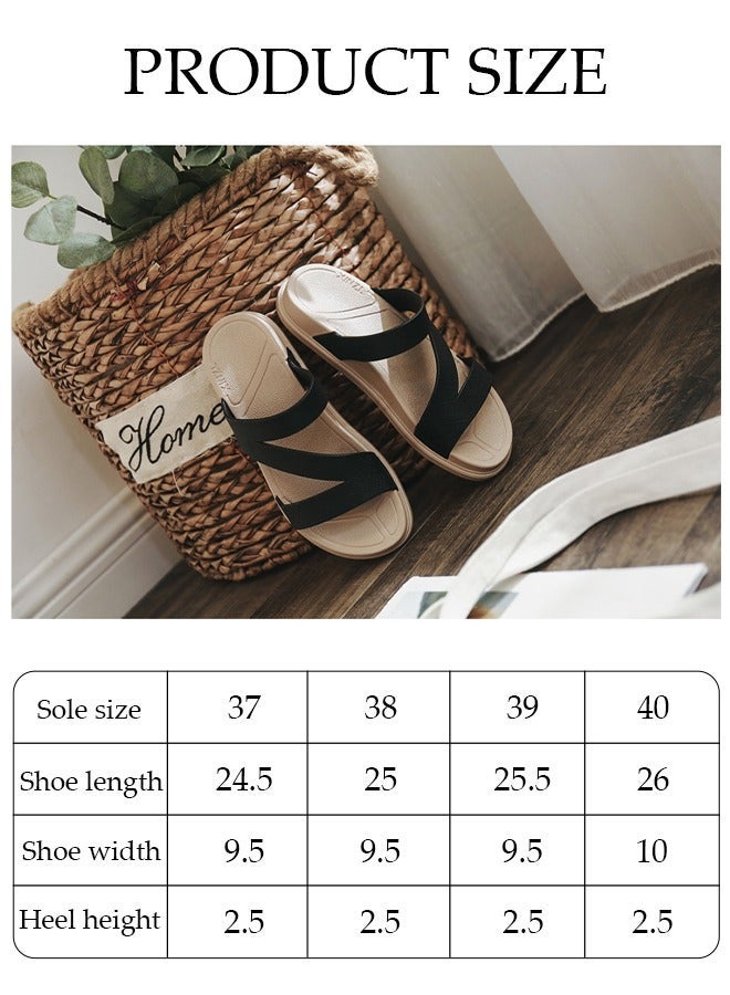 DUNISO Women's Slippers with Thick Sole Non-Slip Soles Fashion Beach Flat Slipper Open Toe Summer Comfortable Shoe for Travel Work School Indoor & Outdoor - Image 2