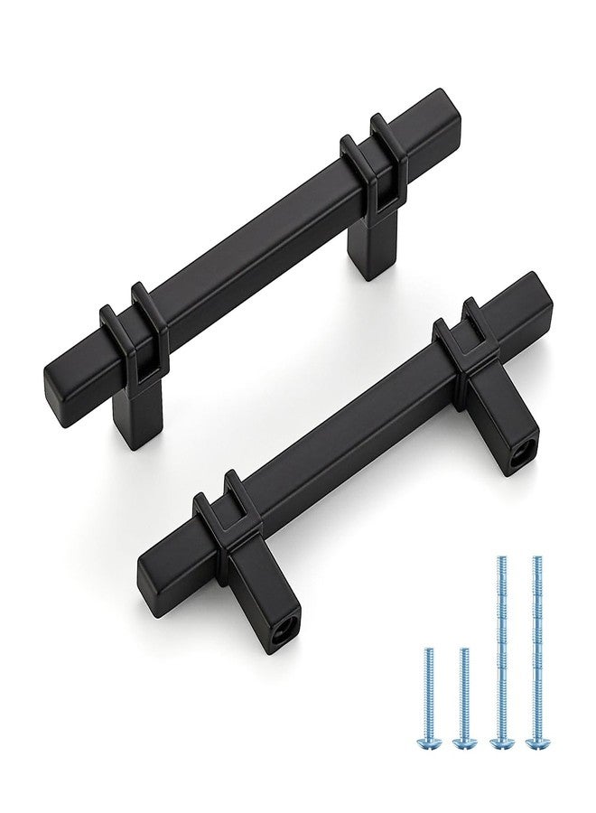 HOME EDIT 3 inch Black Cabinet Handles, 10 Pack Kitchen Cabinet Handles Matte Black Drawer Pulls Zinc Alloy Square Bar Kitchen Pulls - Image 1