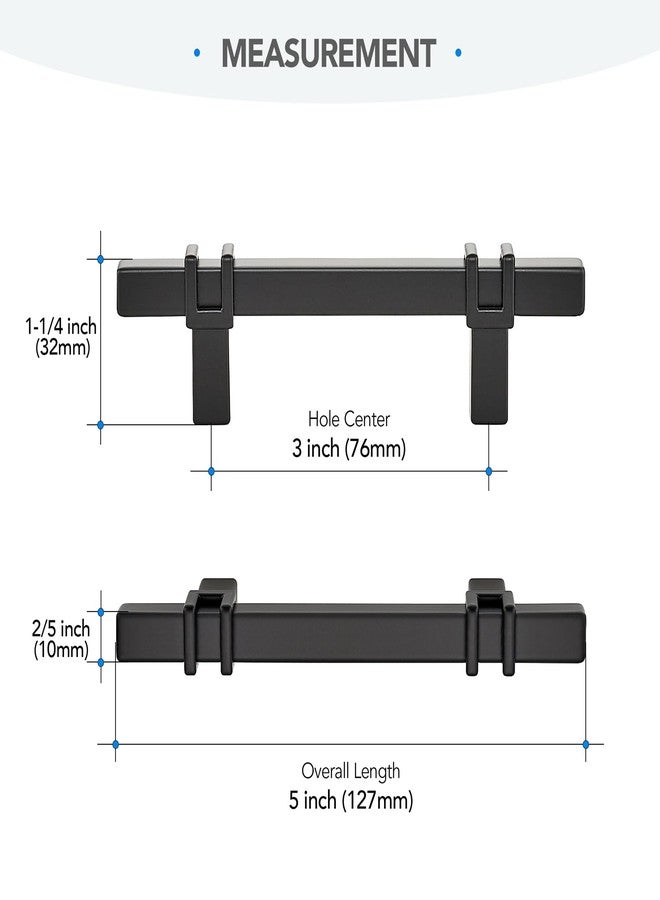 HOME EDIT 3 inch Black Cabinet Handles, 10 Pack Kitchen Cabinet Handles Matte Black Drawer Pulls Zinc Alloy Square Bar Kitchen Pulls - Image 3