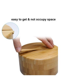 Y&D Bamboo Salt and Pepper Bowl Box Cellar Container, Built-in Serving Spoon to Avoid Dust, Swivel Lid with Magnetic Keep Dry, Mini Built into Top, Bath Sea Spice Seasoning Holder  - Image 2