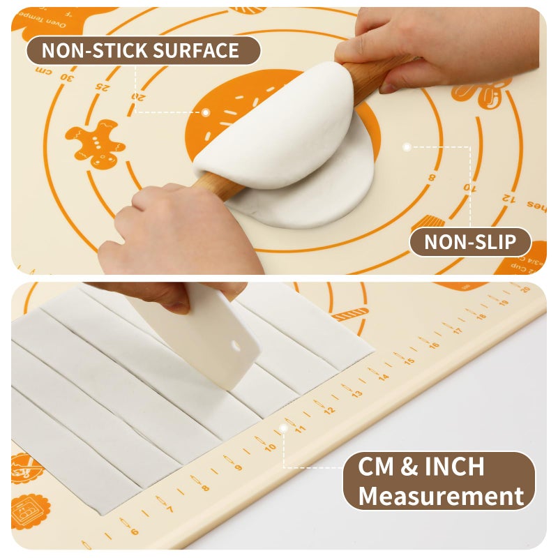 DANIA DEAN DANIA & DEAN Silicone Baking Mat - Upgrade 26x16 Inch Extra Thick Pastry Mat with Measurements, Non-Slip and Reusable, Kneading Dough Mat for Kitchen Counter, Bread, Cookies, Pizza, Fondant, Pasta - Image 3