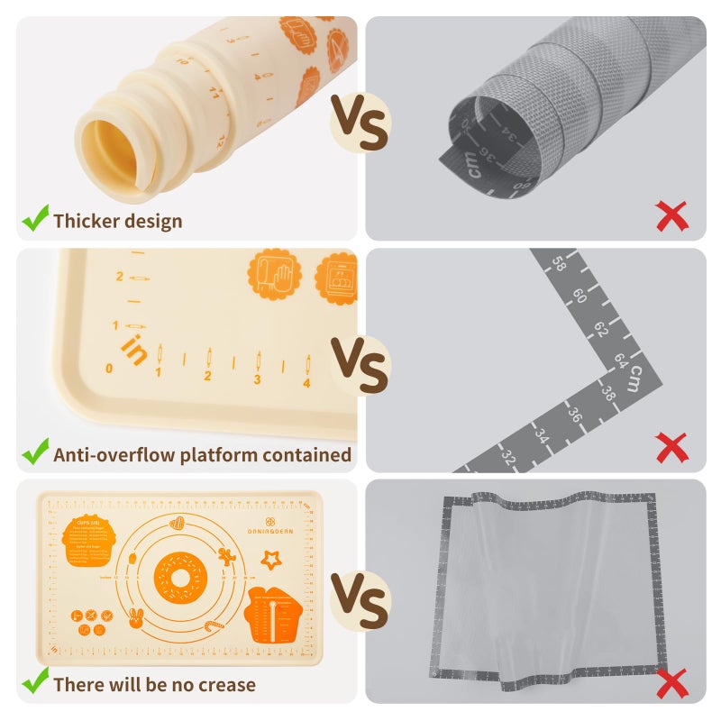 DANIA DEAN DANIA & DEAN Silicone Baking Mat - Upgrade 26x16 Inch Extra Thick Pastry Mat with Measurements, Non-Slip and Reusable, Kneading Dough Mat for Kitchen Counter, Bread, Cookies, Pizza, Fondant, Pasta - Image 4