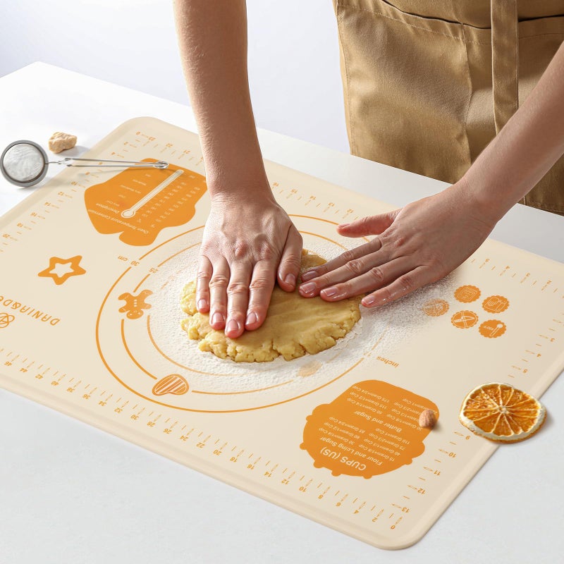 DANIA DEAN DANIA & DEAN Silicone Baking Mat - Upgrade 26x16 Inch Extra Thick Pastry Mat with Measurements, Non-Slip and Reusable, Kneading Dough Mat for Kitchen Counter, Bread, Cookies, Pizza, Fondant, Pasta - Image 1