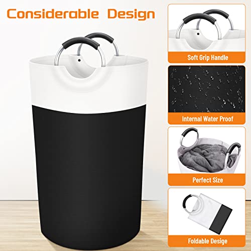 BlissTotes 90L Laundry Basket, Freestanding Laundry Hamper, Collapsible Dirty Clothes Hamper, Waterproof Fabric with Foam Protected Aluminum Handles for College, Dorm, Family (Black) - Image 3