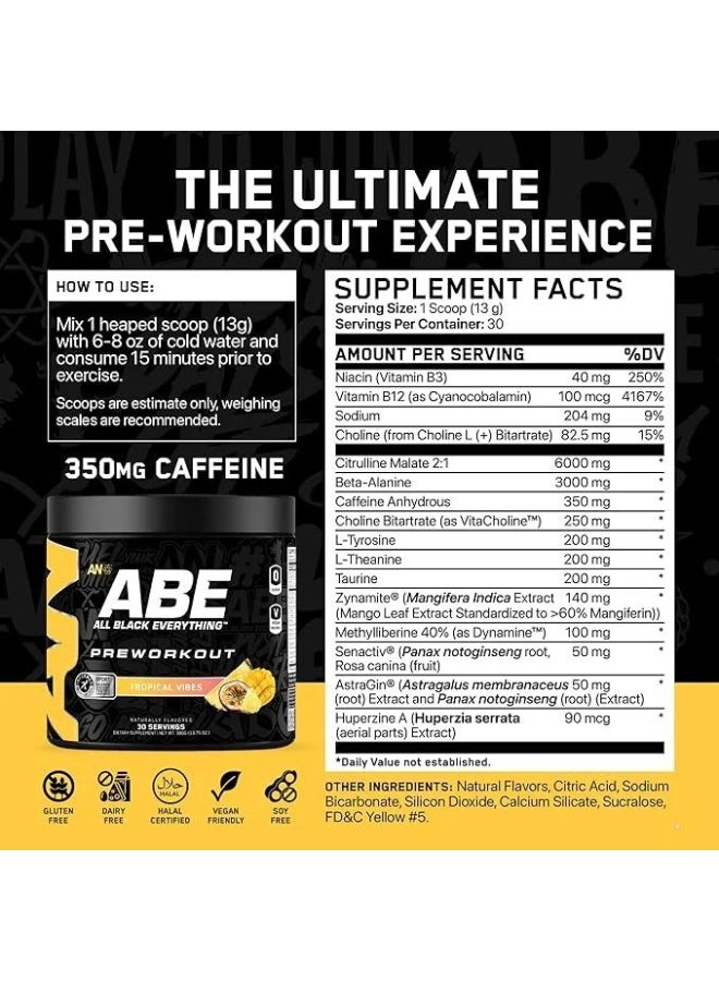 أبلايد نيوتريشن أبي أول بلاك إيفريثينغ ألتيميت بري ورك آوت، 30 حصة، 375 جم (نكهة استوائية) - Image 3