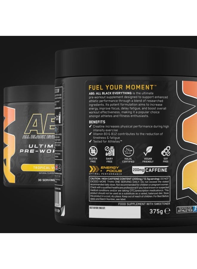 أبلايد نيوتريشن أبي أول بلاك إيفريثينغ ألتيميت بري ورك آوت، 30 حصة، 375 جم (نكهة استوائية) - Image 4