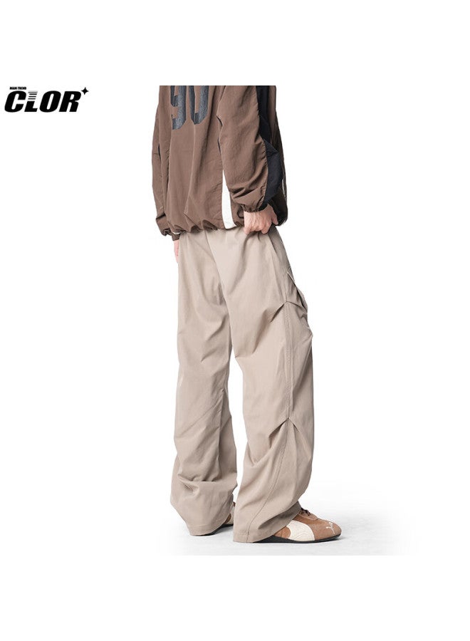 Clor Men's American Style Pleated Pants Spring Autumn Loose Casual Breathable Sports Cargo Pants Cl94 Khaki 3XL - Image 3