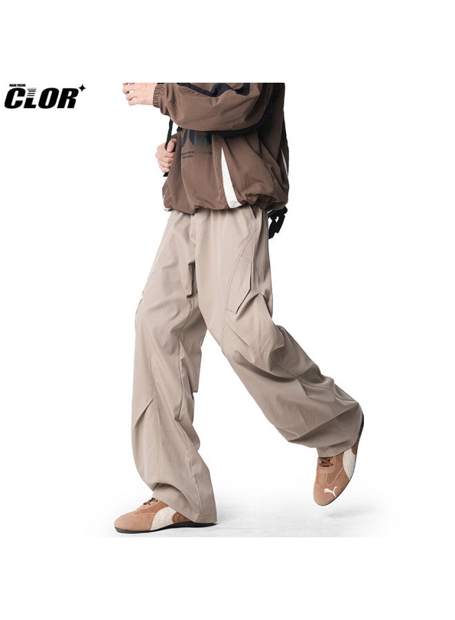 Clor Men's American Style Pleated Pants Spring Autumn Loose Casual Breathable Sports Cargo Pants Cl94 Khaki 3XL - Image 5