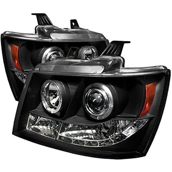 Spyder 5009647 Chevy Suburban 15002500 0714  Chevy Tahoe 0714  Avalanche 0714 Projector Headlights  Led Halo  Led Replaceable Leds  Black  High H1 Included  Low H1 Included