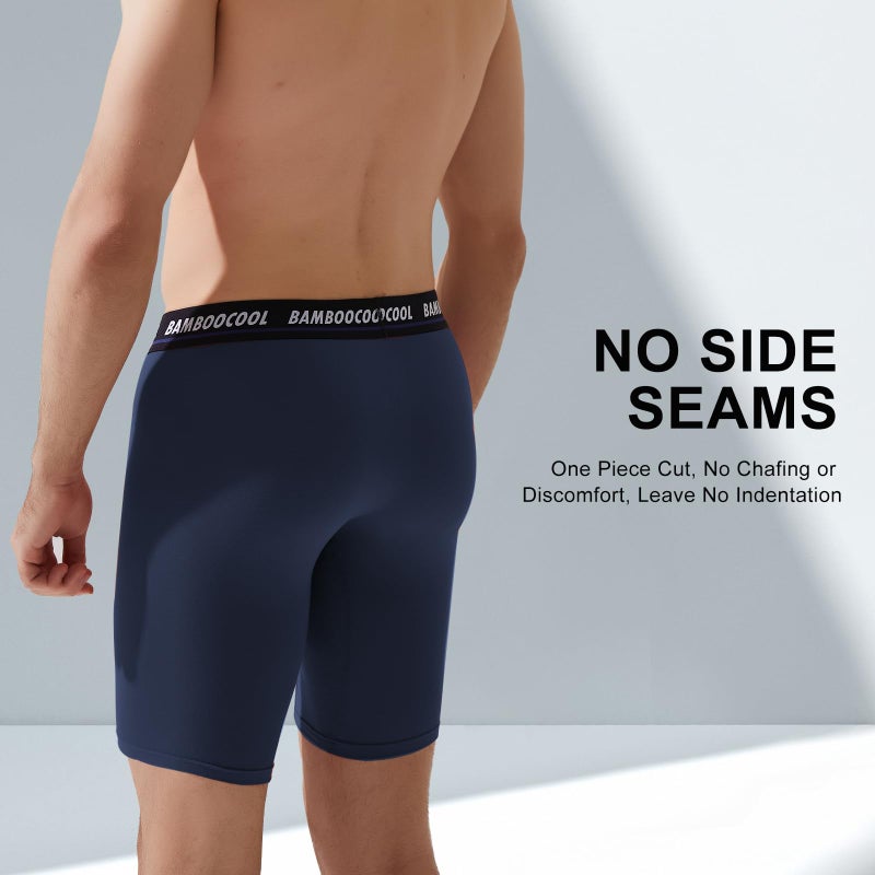 BAMBOO COOL Men's Long Boxer Briefs Performance Long Leg Sports Boxer Brief Underwear MultiPack - Image 4