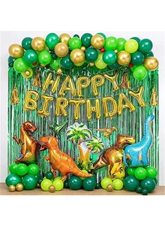 DURKU Dinosaur Party Decorations Set - Dinosaur Balloons, Happy Birthday Curtains for Kids Celebration (100PCS)  - Image 1