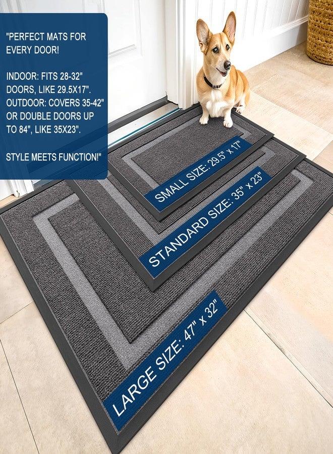 OLANLY Front Door Mat Indoor Outdoor Entrance, Waterproof All-Season, All-Weather Doormat, Sturdy Natural Rubber, Fade Resistant, Low Profile, Easy Clean Patio Porch Entryway Mat, 59x23, Dark Grey - Image 2