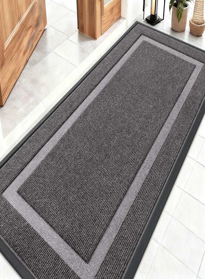 OLANLY Front Door Mat Indoor Outdoor Entrance, Waterproof All-Season, All-Weather Doormat, Sturdy Natural Rubber, Fade Resistant, Low Profile, Easy Clean Patio Porch Entryway Mat, 59x23, Dark Grey - Image 1