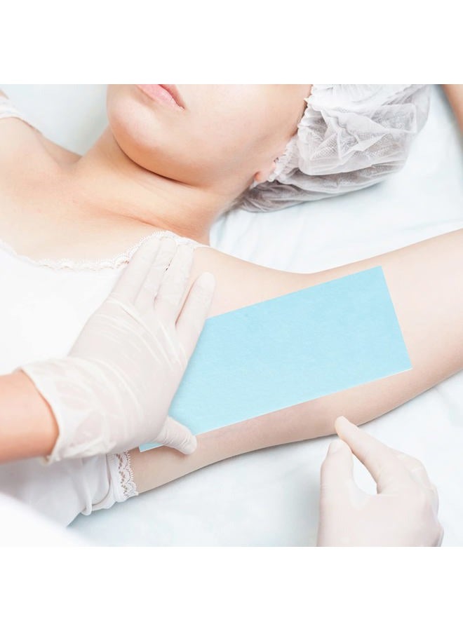 Yaomiao طقم شرائح شمع 400 قطعة، شرائح شمع غير منسوجة لإزالة الشعر مع عصا تطبيق الشمع للجسم والوجه (أزرق) - Image 3