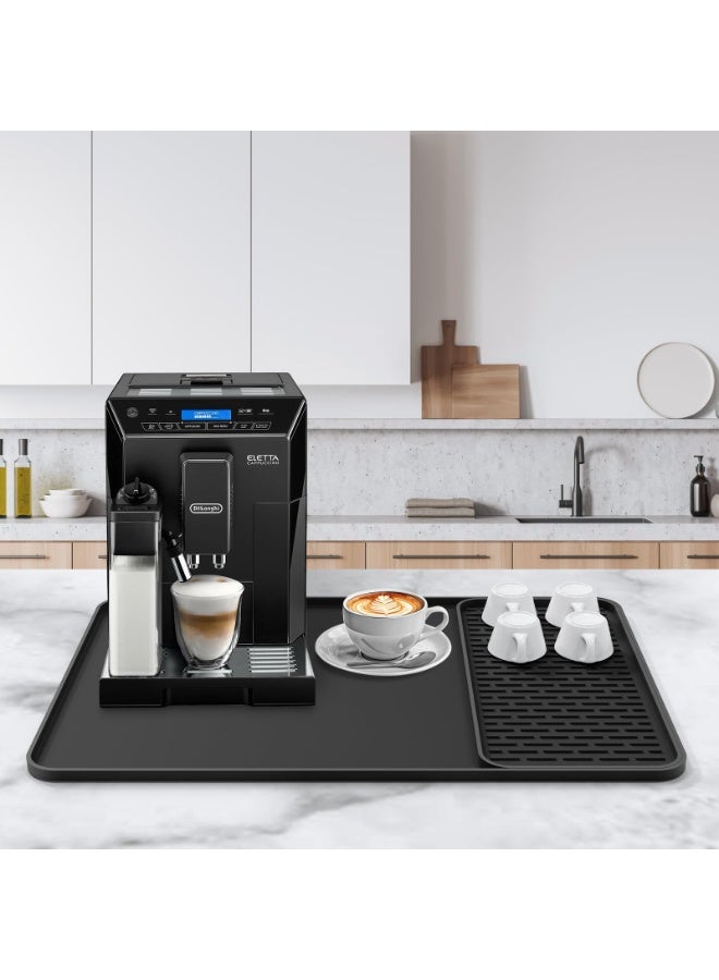 HOMESTAR Silicone Coffee Mat,24''x16'' Coffee Bar Mat with Detachable Dish Drying Mat for Kitchen Countertops,Coffee Bar Accessories Fit Under Coffee Maker Coffee Machine Coffee Pot Espresso Machine Dish Rack - Image 2