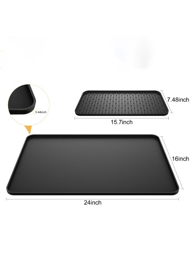 HOMESTAR Silicone Coffee Mat,24''x16'' Coffee Bar Mat with Detachable Dish Drying Mat for Kitchen Countertops,Coffee Bar Accessories Fit Under Coffee Maker Coffee Machine Coffee Pot Espresso Machine Dish Rack - Image 3