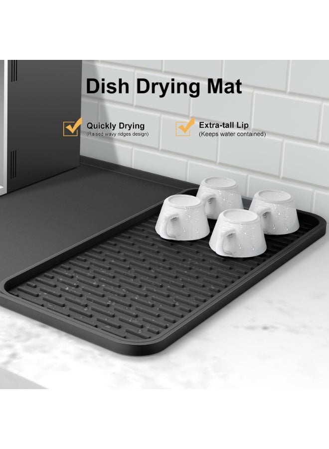 HOMESTAR Silicone Coffee Mat,24''x16'' Coffee Bar Mat with Detachable Dish Drying Mat for Kitchen Countertops,Coffee Bar Accessories Fit Under Coffee Maker Coffee Machine Coffee Pot Espresso Machine Dish Rack - Image 4