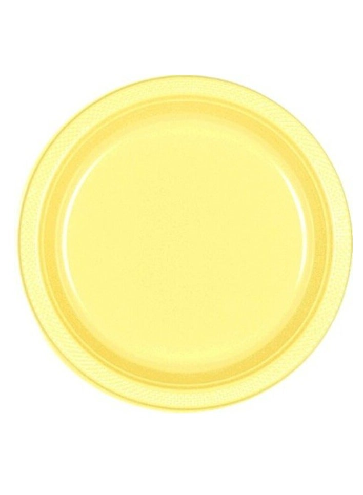Amscan Light Yellow Round Plastic Plates| 7"| Pack of 20| Party Supply