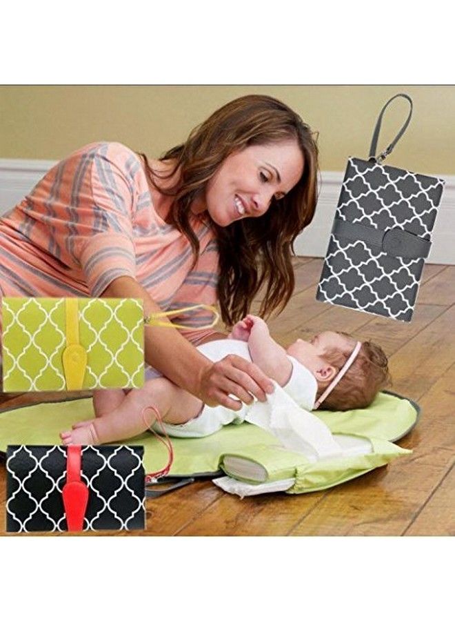 BABIES BLOOM Baby Diaper Changing Clutch Matt Waterproof Portable Baby Diaper Changing Station (Mommy Clutch Bag) (Green;Yellow) - Image 4