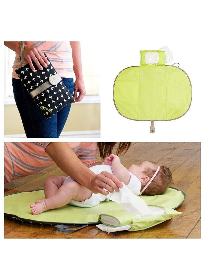 BABIES BLOOM Baby Diaper Changing Clutch Matt Waterproof Portable Baby Diaper Changing Station (Mommy Clutch Bag) (Green;Yellow) - Image 3