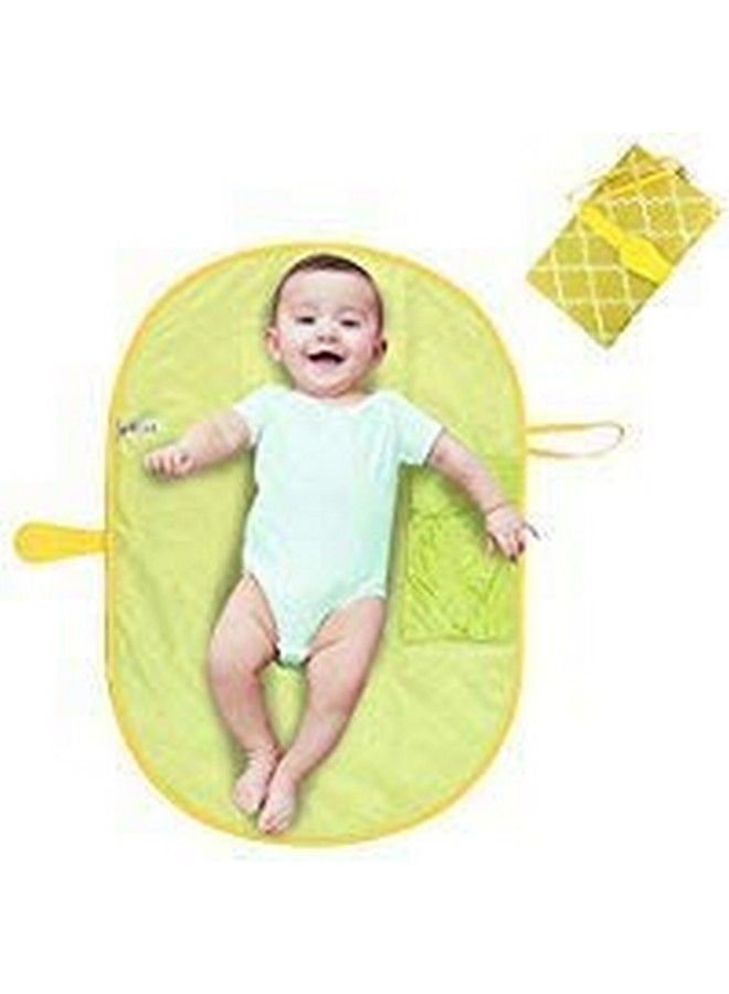 BABIES BLOOM Baby Diaper Changing Clutch Matt Waterproof Portable Baby Diaper Changing Station (Mommy Clutch Bag) (Green;Yellow) - Image 2