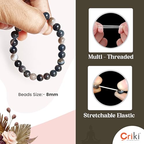CRIKI Natural Sulemani Hakik Bracelet - Sulemani Hakik Stone Original Certified Bracelet for Mental Clarity, Courage, Removal of Negative Energies, Confidence, and Root Chakra Healing - 8MM Beads (7.5 Inch) - Image 5