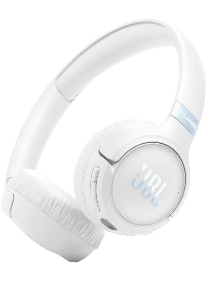 JBL Tune 680NC Wireless On-Ear Noise Cancelling Headphones with Hi-Res JBL Pure Bass & Spatial Sound, 76H Battery Life, Smart Ambient, Dual Mics, Bluetooth 6.0 White